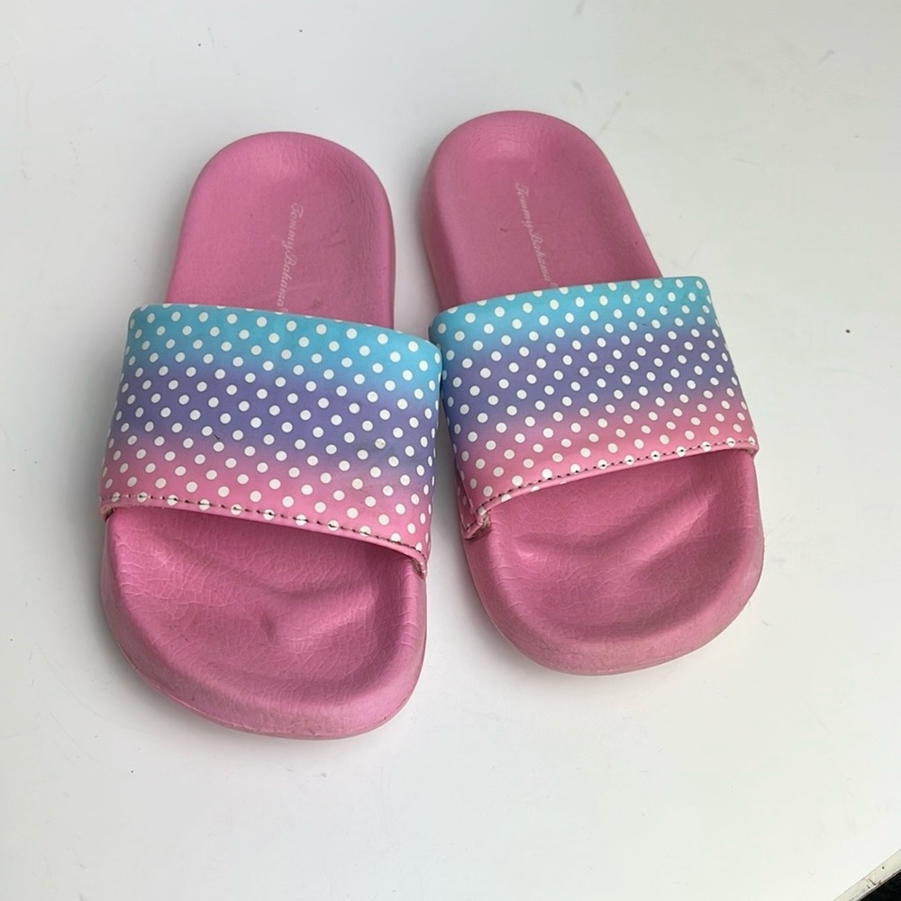 Girls Tommy Bahama Kids Pink and Blue Slide Sandals Size 1-2